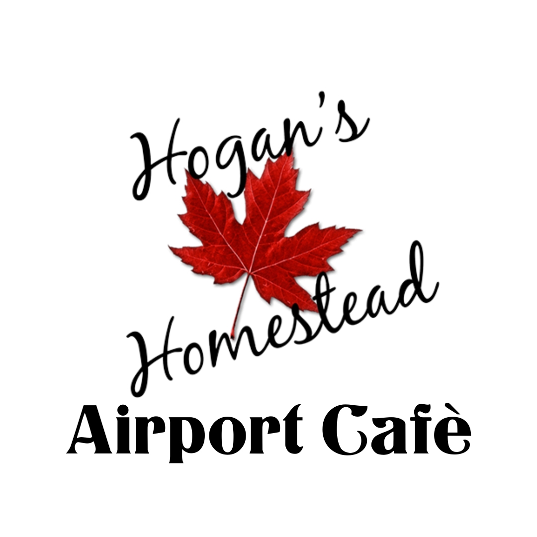 Hogan's Homestead Cafe Logo with red maple leaf in middle