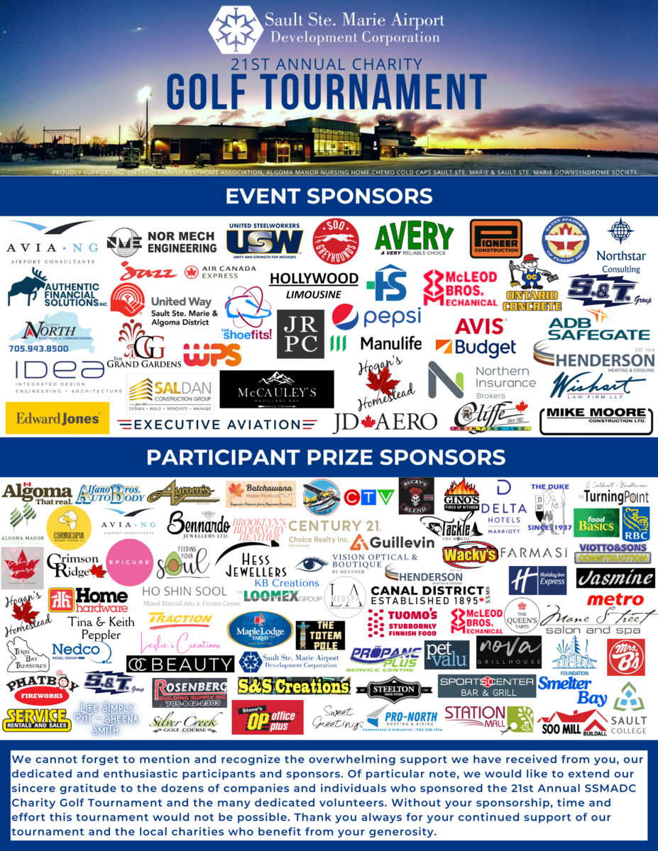 21st Annual SSMADC Charity Golf Tournament Poster with sponsor logos