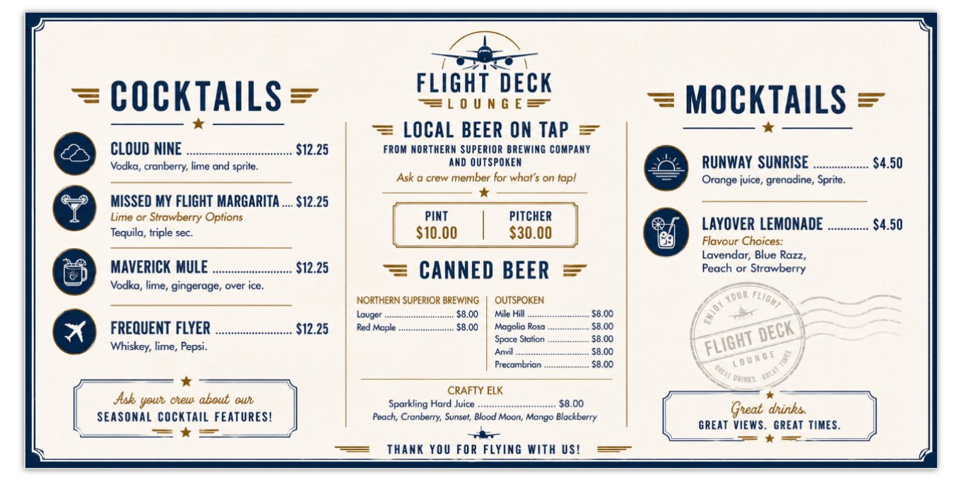 alcohol menu