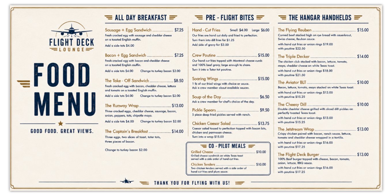 food menu
