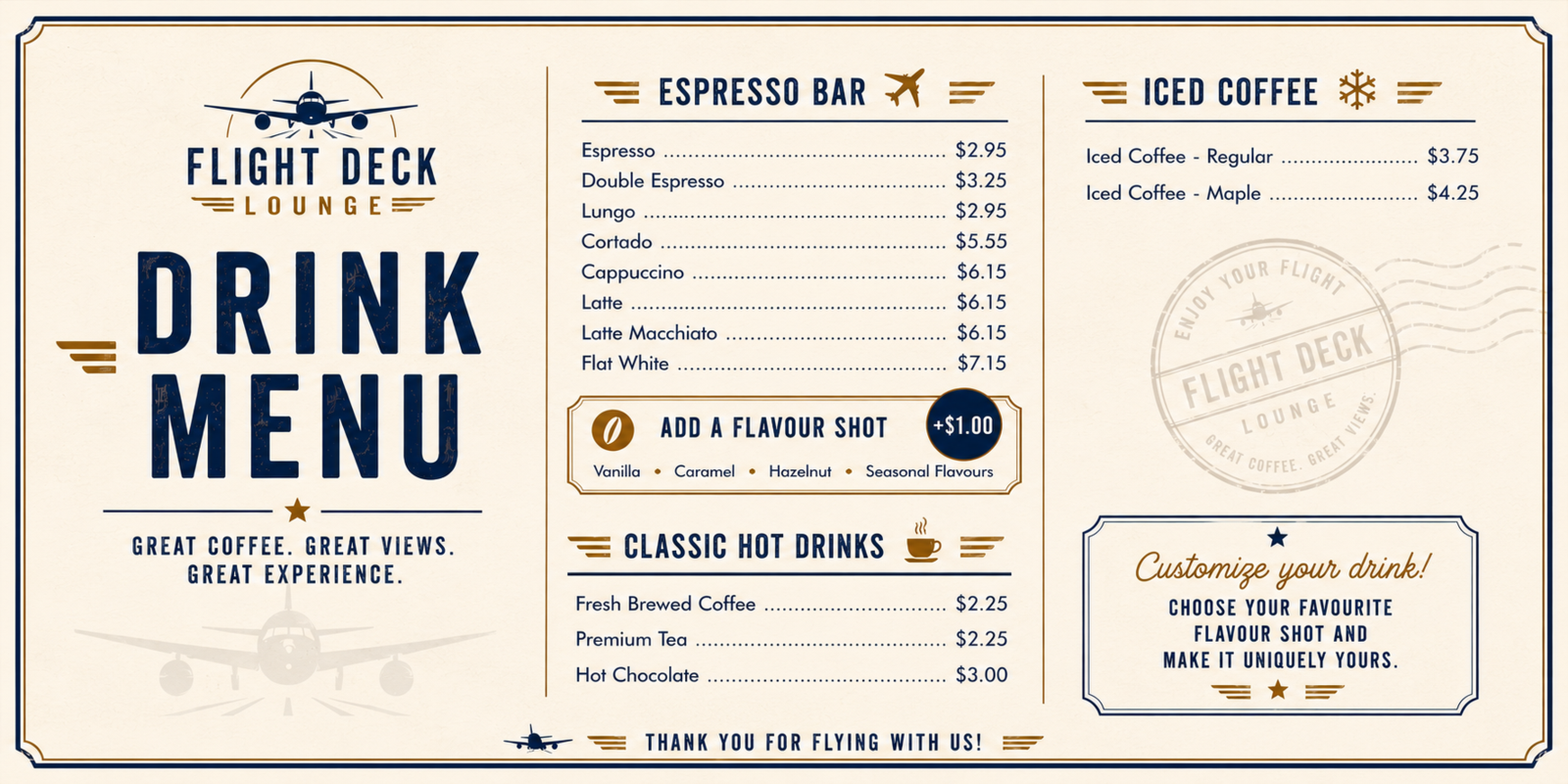 hot drink menu