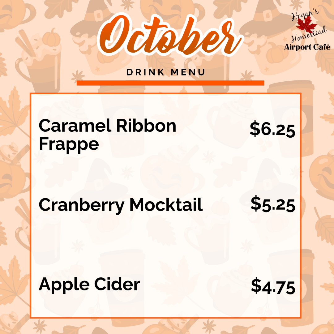 October Drink Specials Menu